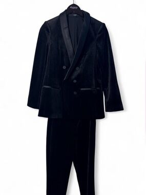 Express Black Velvet Pant Suit/Blazer 2 Piece Set Women’s Size S 4R Regular